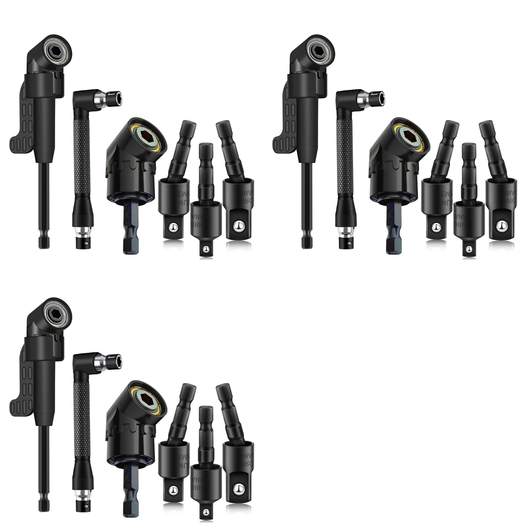 Jnchdghwa Black 18Pcs Right Angle Drill Attachment Set With 105° Angle Drill Adapter And Impact Grade Socket Adapter