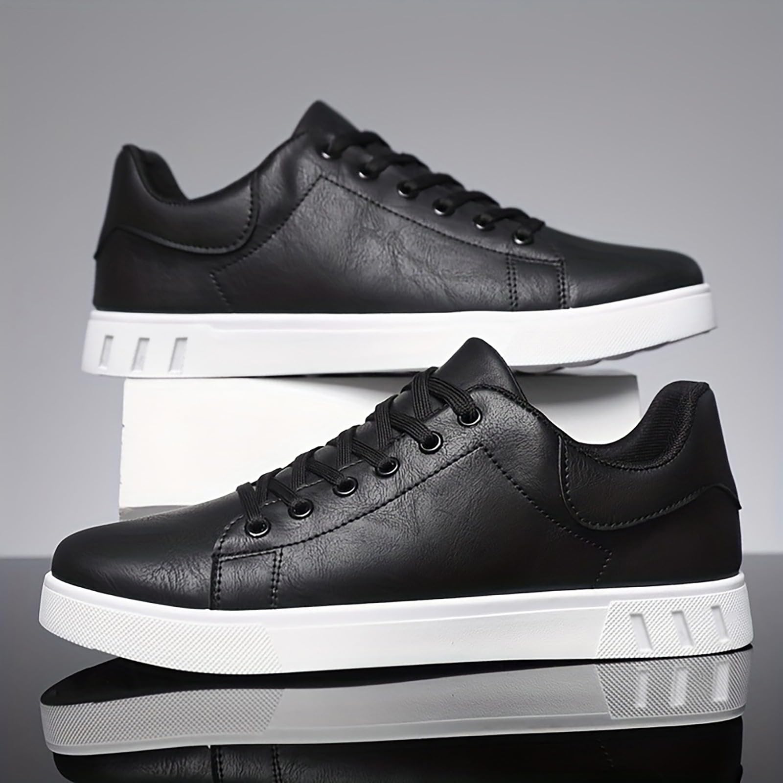 Scarpe Uomo Estive con Lacci Pelle Scarpe Uomo Sneaker da Ginnastica - Allacciare Sneaker Ecopelle Sneakers da Guida Piatto Stringata Punta Rotonda Mocassino Uso Quotidiano per Tutte Le Stagioni