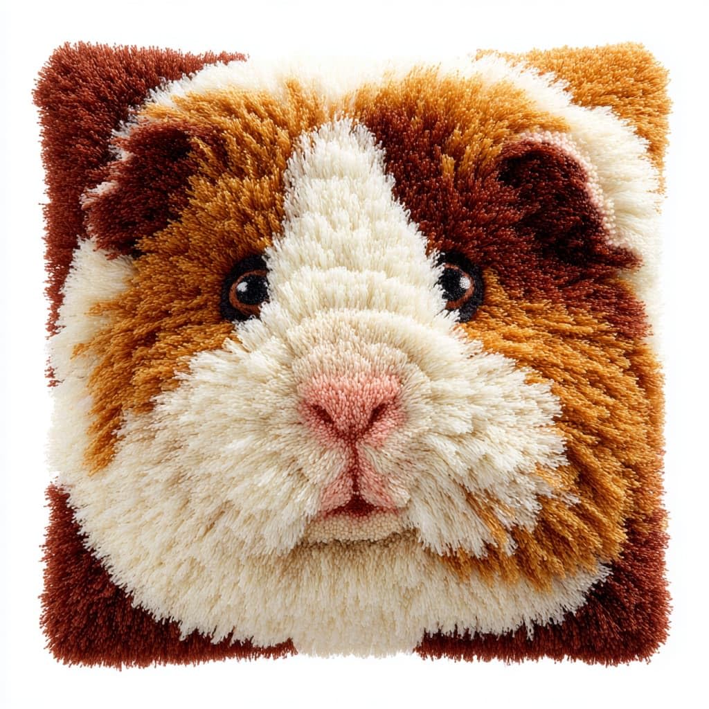 Taxpy Latch Hook Kit, Animal Guinea Pig Cushion DIY Pillow Materials Package 43cmX43cm Hooks Knitted Embroidered Carpet Pillow Embroidery Latch Hook Carpet Kit