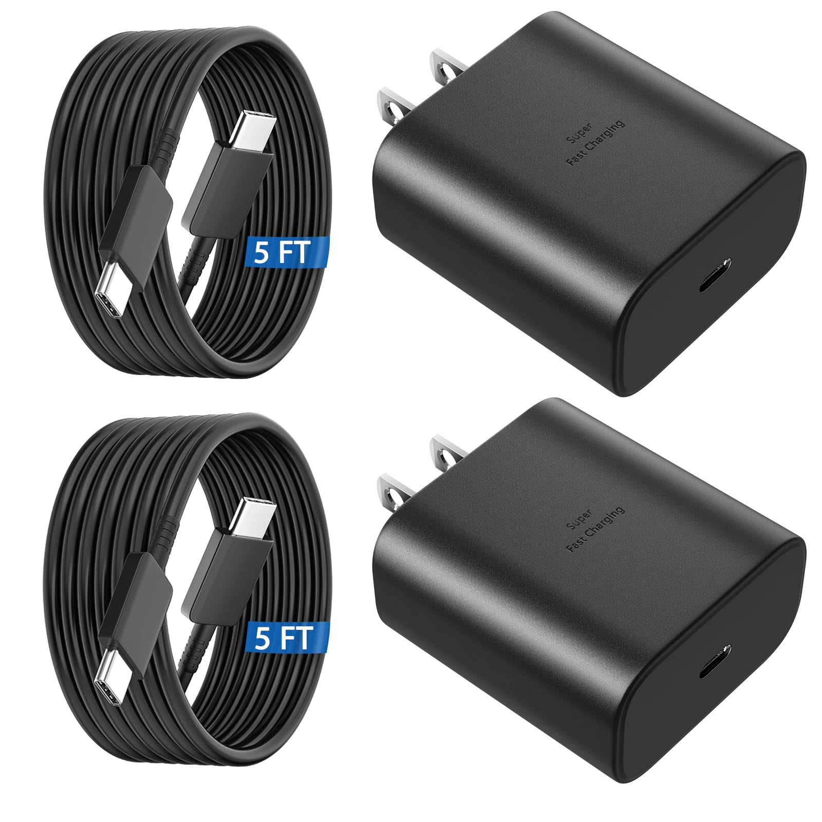 45W Samsung USB-C Super Fast Charger 5FT Long Type C Charger Cable Cord Fast Charging Android Phone Charger Block for Samsung Galaxy S25 Ultra/S25/S24 Ultra/S24/S24+/S23 Ultra/S23+/S22/S22 Ultra