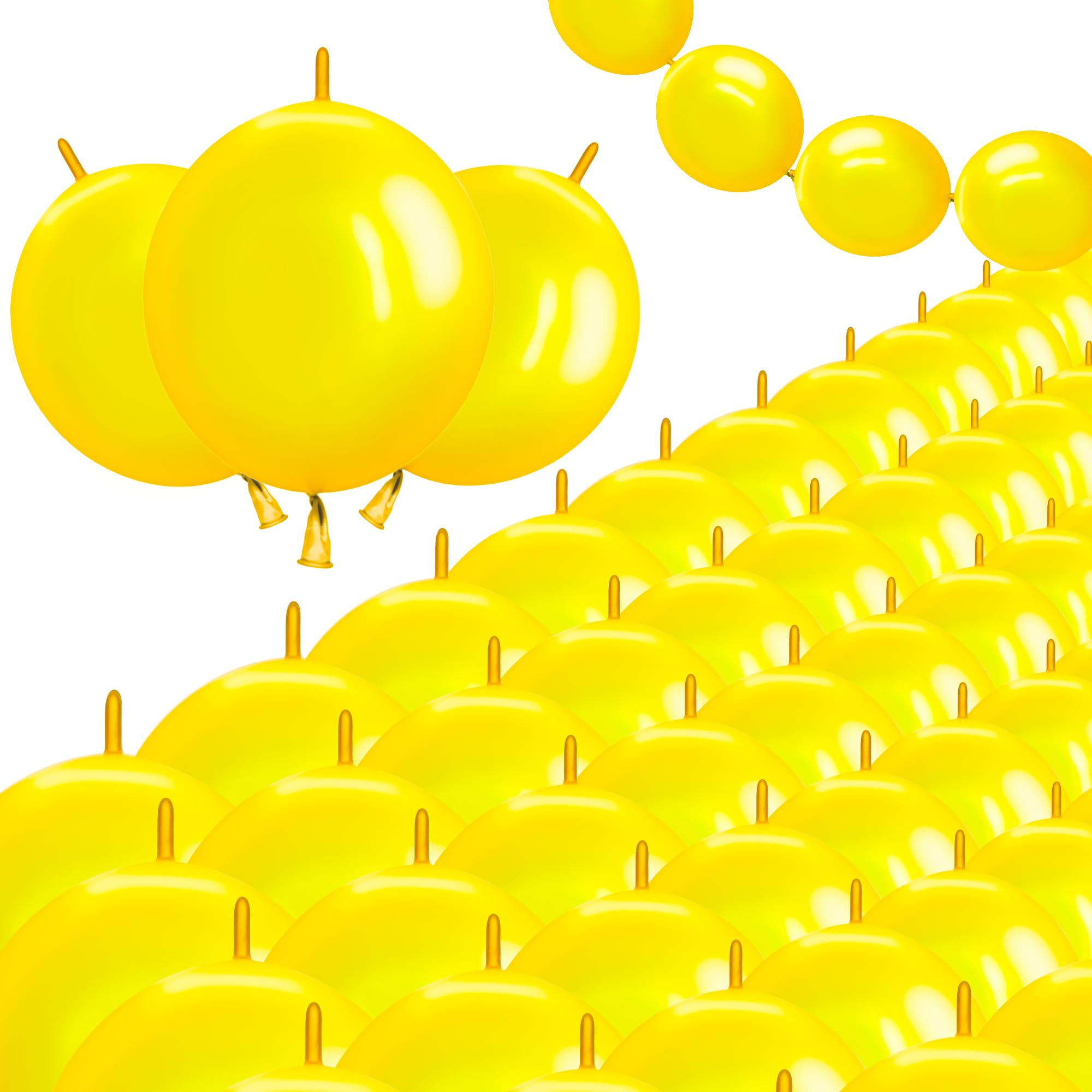 Photo 1 of 10 Inch Yellow Link Balloons,100 Pcs Latex Linking Balloons for Arches Chains Balloon Wall, Quick Link Balloon for Birthday Wedding Baby Shower Christmas Halloween Party Festival Decorations