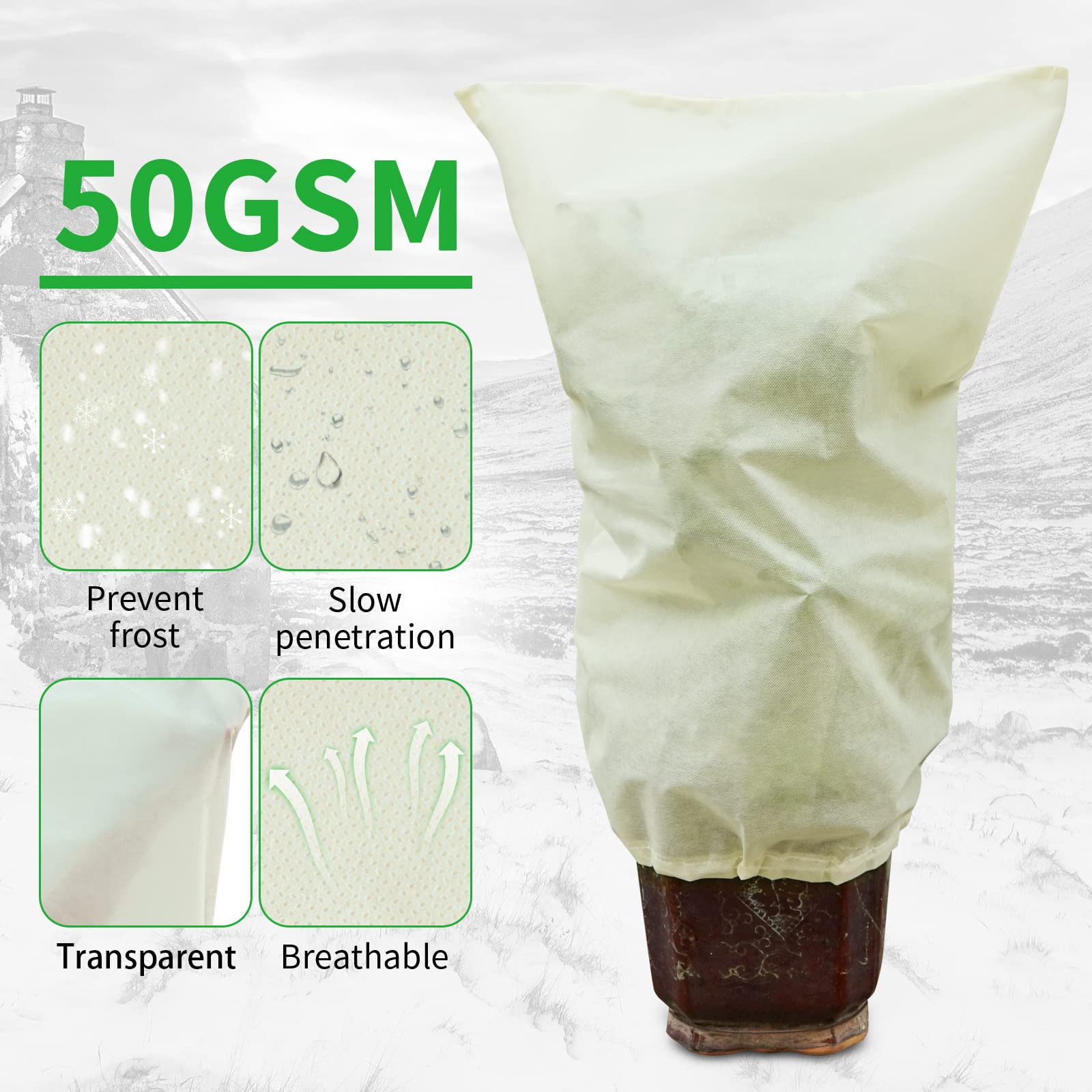 Housse de Protection pour Plantes 50g/m² 60cm x 80cm Antigel Perméable Coupe-Vent