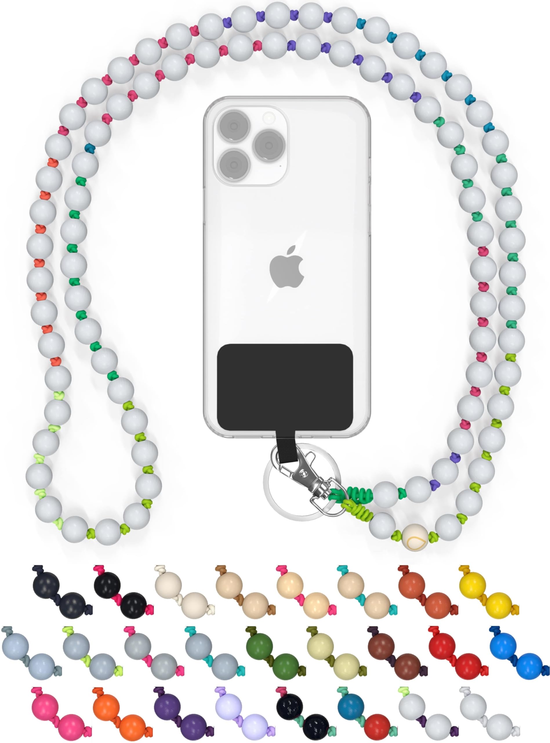 catena per cellulare con perline universali in legno, cordino, catena, collana da appendere, compatibile con smartphone: iPhone 15,14,13,12, Samsung Galaxy