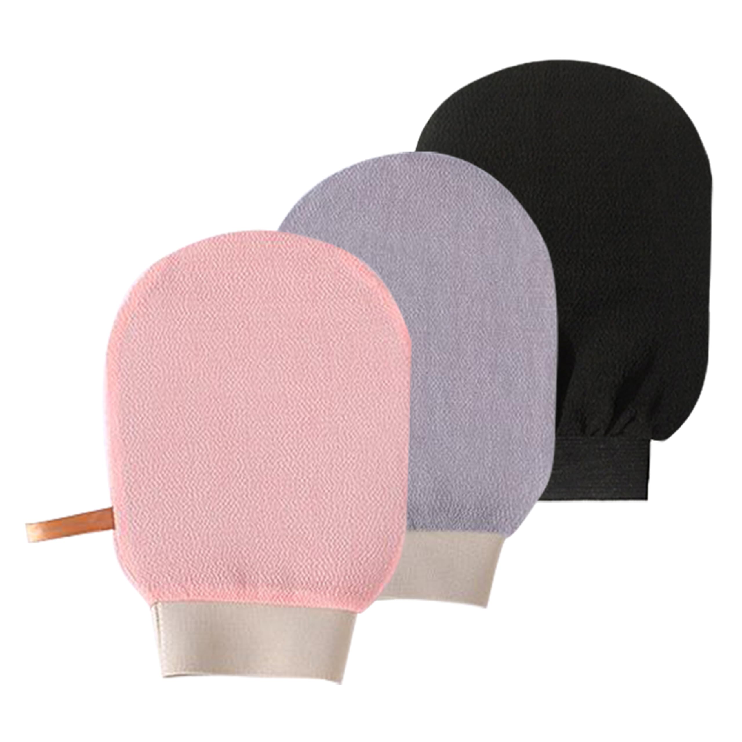 3 Pièces Gant Exfoliant, Gants de Gommage Noir, Gant Exfoliant Corps profondeur pour Hommes et Femmes Unisexe Élimine Les Peaux Mortes Efficacement spa à domicile Nettoie et Purifie La Peau