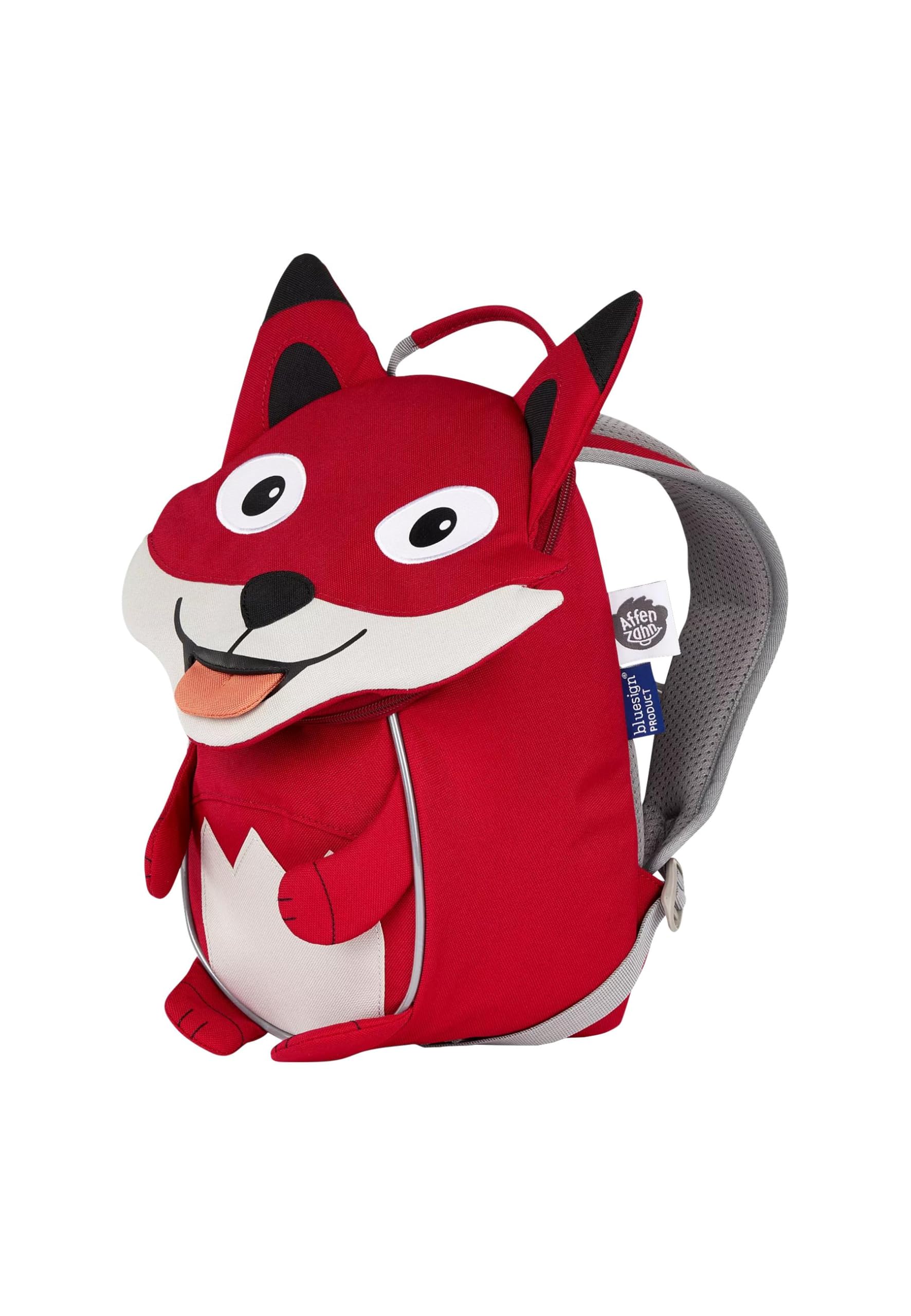 Affenzahn Kinderrucksack Kleiner Freund Fuchs - Rot | Ergonomischer Kindergarten-Rucksack für Kinder von 1 bis 3 Jahren mit Reflektoren, Ziehzunge und Namensschild