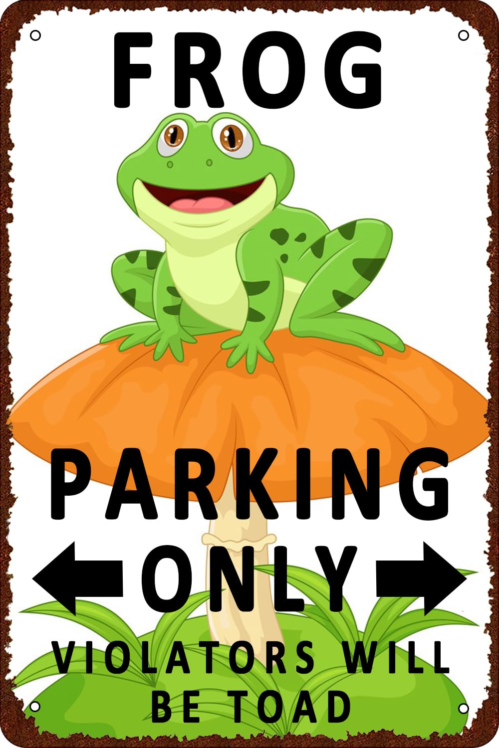 Vintage Metal Tin Signs Frog Parking Only Violators Will Be Toad Wall Decor Funny - Retro Sign for Home Living Room Bedroom Decor Gifts - 8x12 Inch