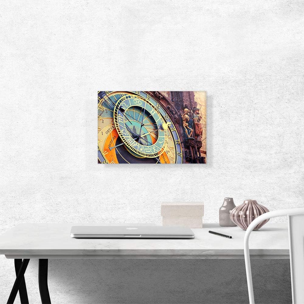 ARTCANVAS Astronomical Clock Tower Town Hall Prague Czech Republic Canvas Art Print Stretched Framed Painting Picture Poster Giclee Wall Decor - 18" x 12" (1.50" Deep)