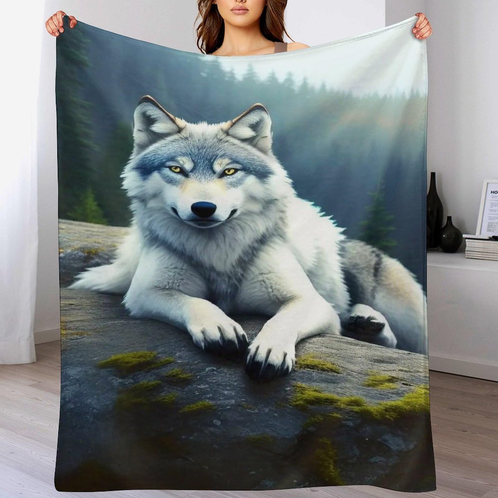 Couverture loup douce finis les frissons sur votre lit ou canapé