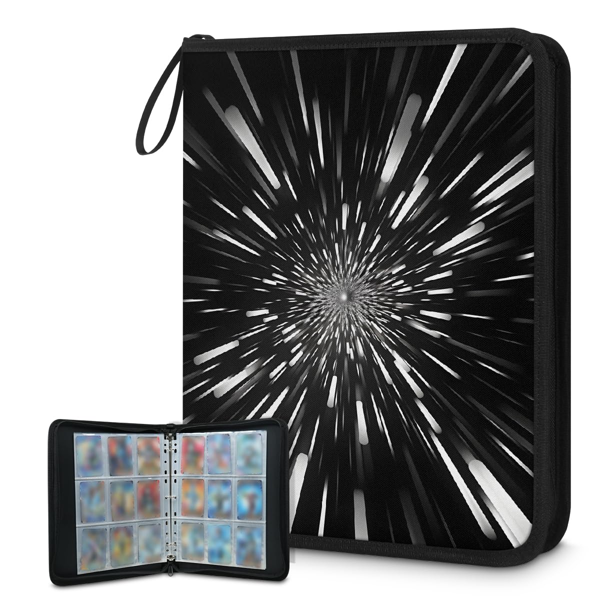 Raccoglitore per carte con 9 tasche, 900 tasche, con chiusura a cerniera (punto chiaro)