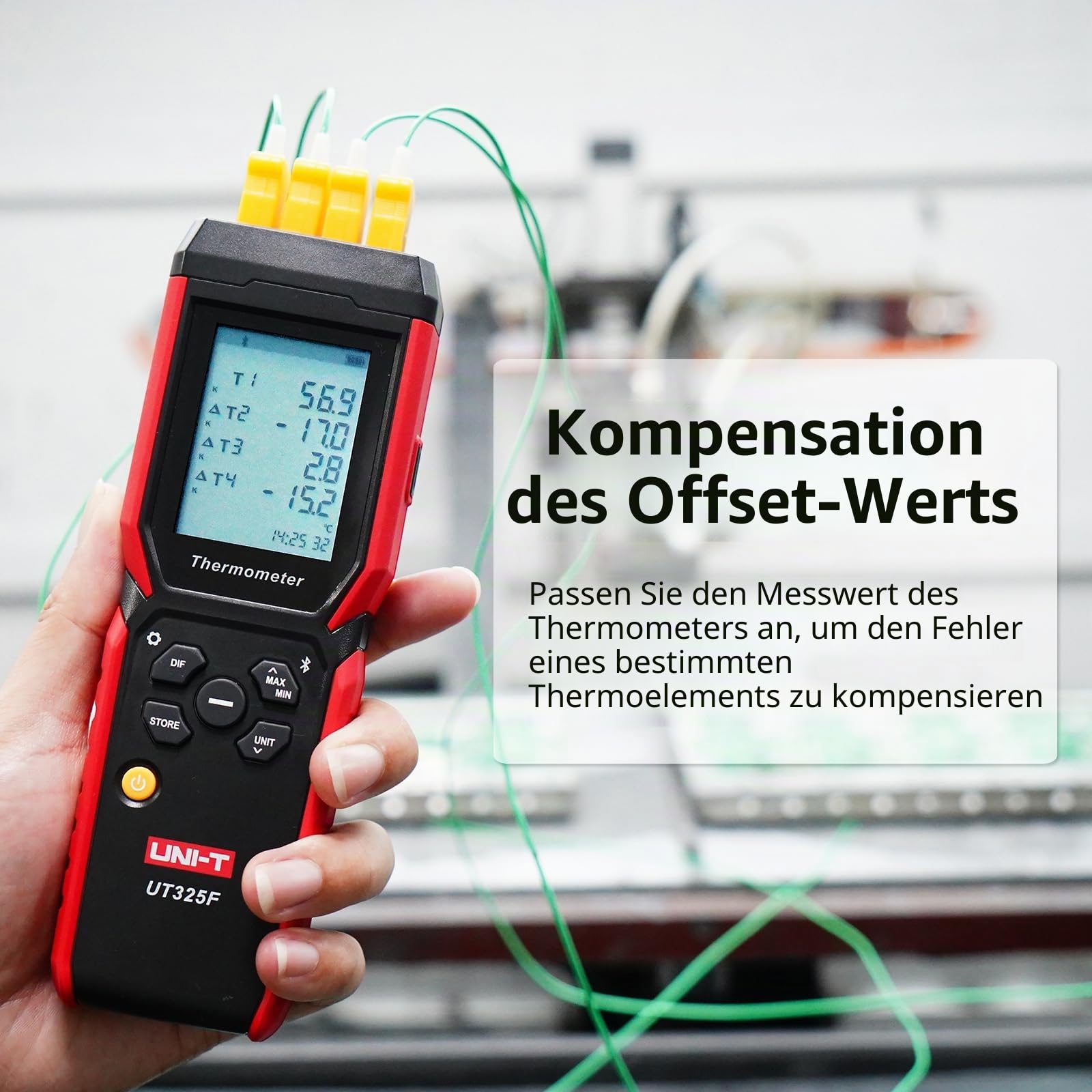 UNI-T UT325F Intelligent Industriell Klasse 4-Kanal Thermoelement Thermometer/J,K,T,E,R,S,N Typ Sonde Bluetooth Daten Lagerung