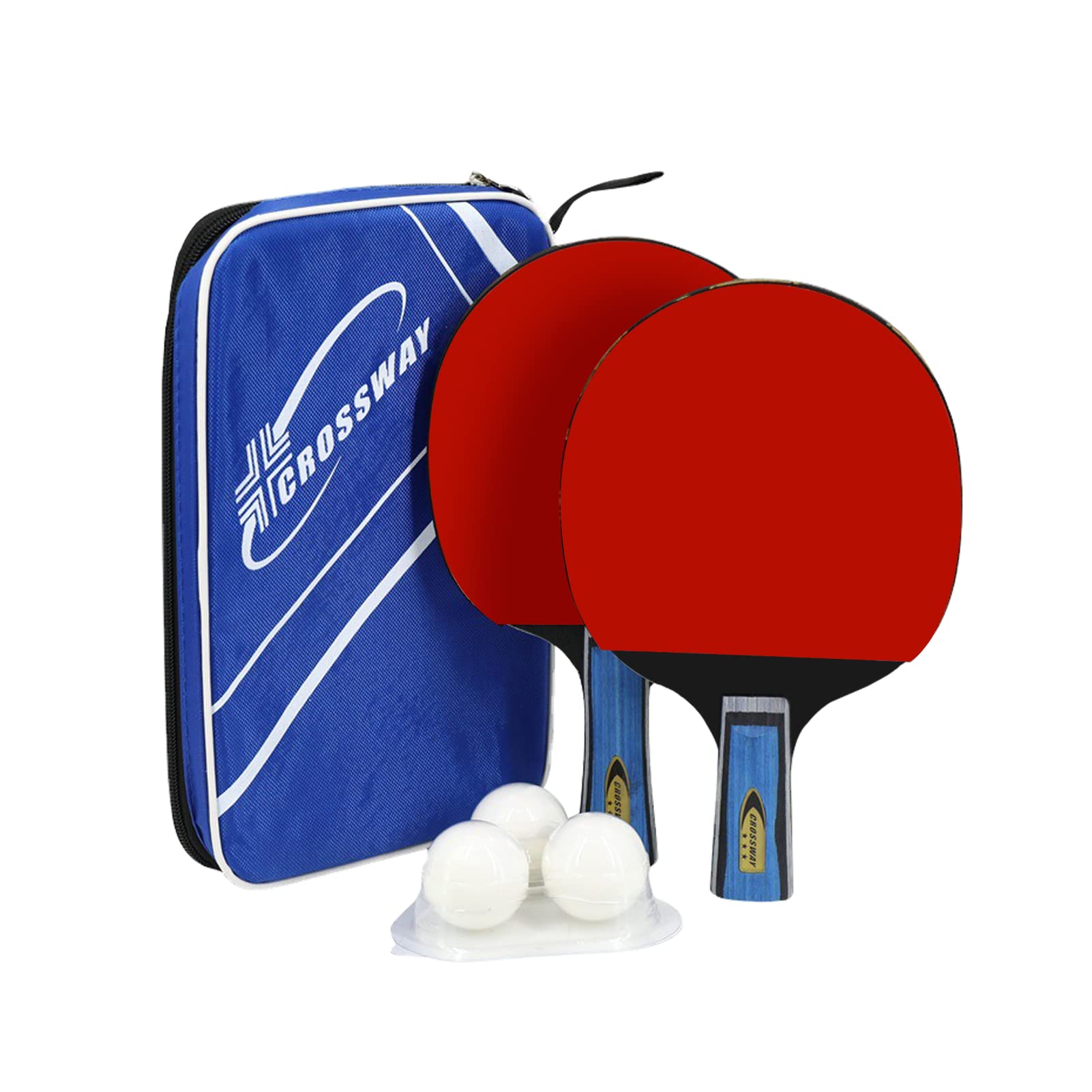 TDOO Sports Ping Pong Paddle Set of 2 - Table Tennis Rackets 3 Balls, Offensive Rubber 2.0mm Sponge 6-Ply Blade Premium Rubber Protector Case, Ping pong Paddles & Game Accessories (A)