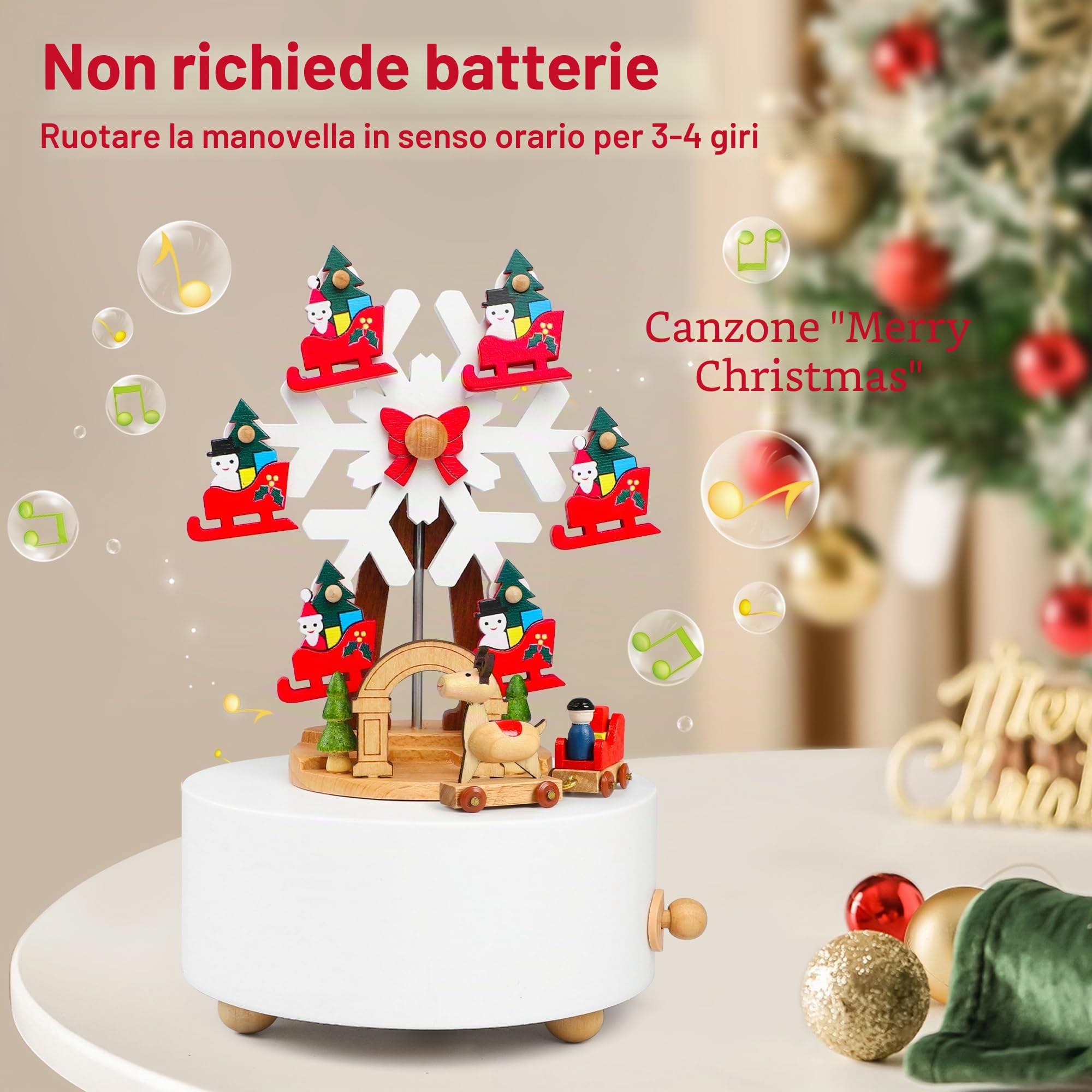 LONEEDY Carillon in legno con decorazione natalizia a forma di fiocco di neve, alce personalizzato per ragazzi e ragazze (fiocchi di neve natalizi)