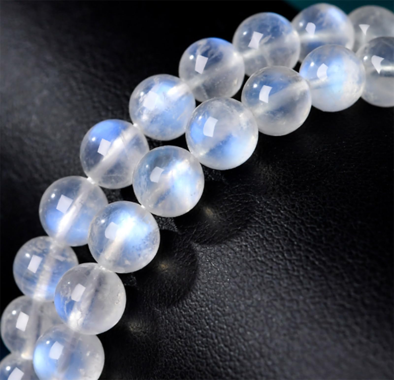 Collar de Cuentas de Piedra Lunar Azul para Mujeres y niñas, Collares de Piedras Preciosas Naturales, Collares Bohemios de Verano para la Playa, joyería de Moda con Cuentas,5mm