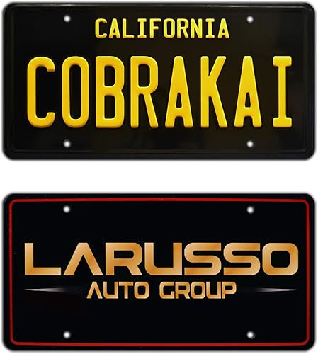 Celebrity Machines CobraKai + LARUSSO Auto Group  Matrículas metálicas disponible en Yaxa Mexico