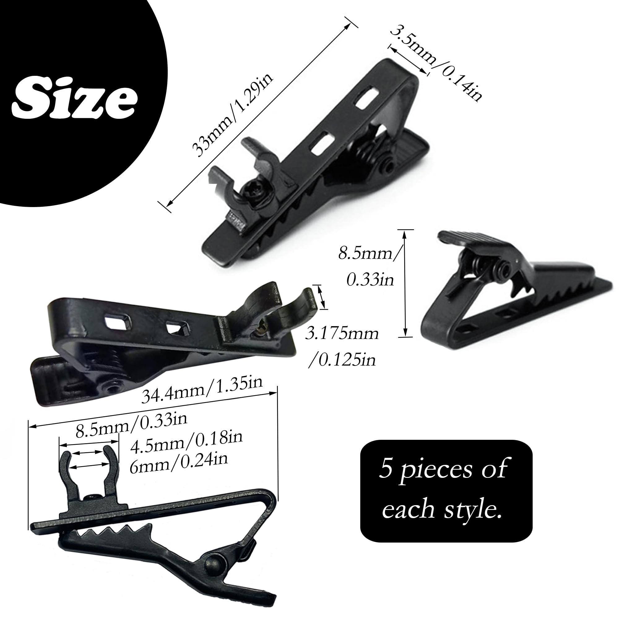 10 Stücke Schwarz Mini Lavalier Revers Kragen Clip Mic Mikrofon Halter Griff aus Metall Mikrofon Mic Clips Klemmen Für Interview Meeting Lectures Online Chat Geeignet (Stil 2)