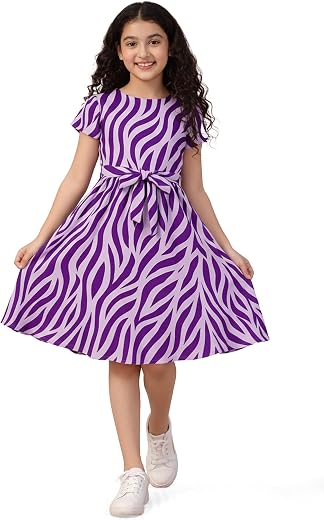 Fashion Dream Girls Fit & Flare Calf-Length Printed Dress|Fancy Western Dresses|Casual Kids Frocks