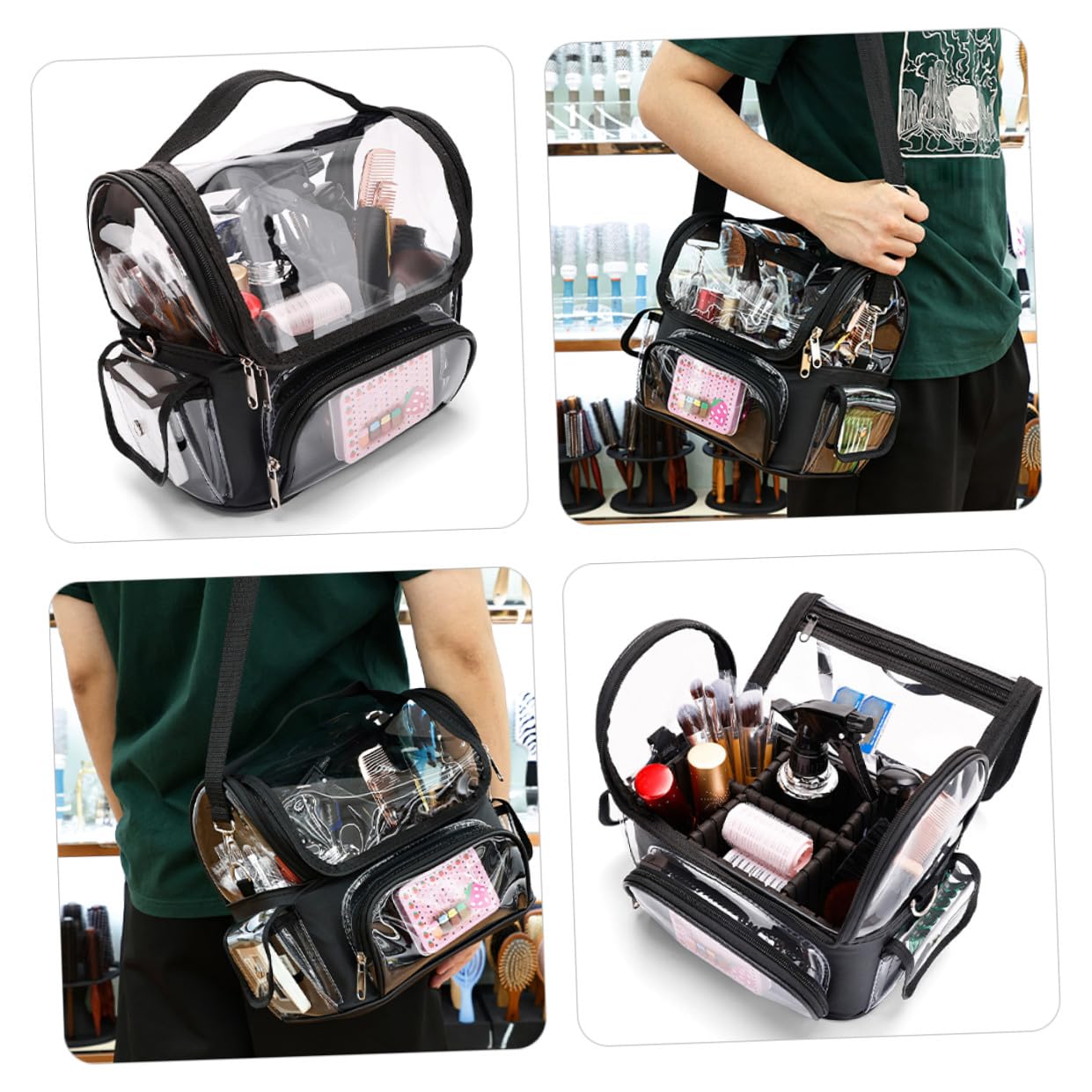 Zerodeko Borsa da Portautensili Trasparente, Custodia da Viaggio per Tosatrice e Strumenti lo Styling Chioma, Organizer Resistente per Parrucchieri Professionisti