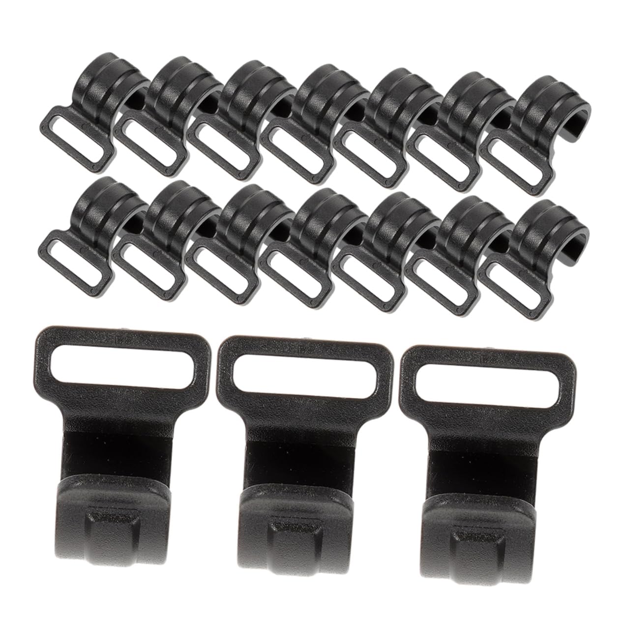 Happyyami 20pcs Portable Lightweight Black Plastic Tent Pole Clips C Shape Camping Awning C Clamp Hooks for Tents Lighting at Outdoor Events and Festivals