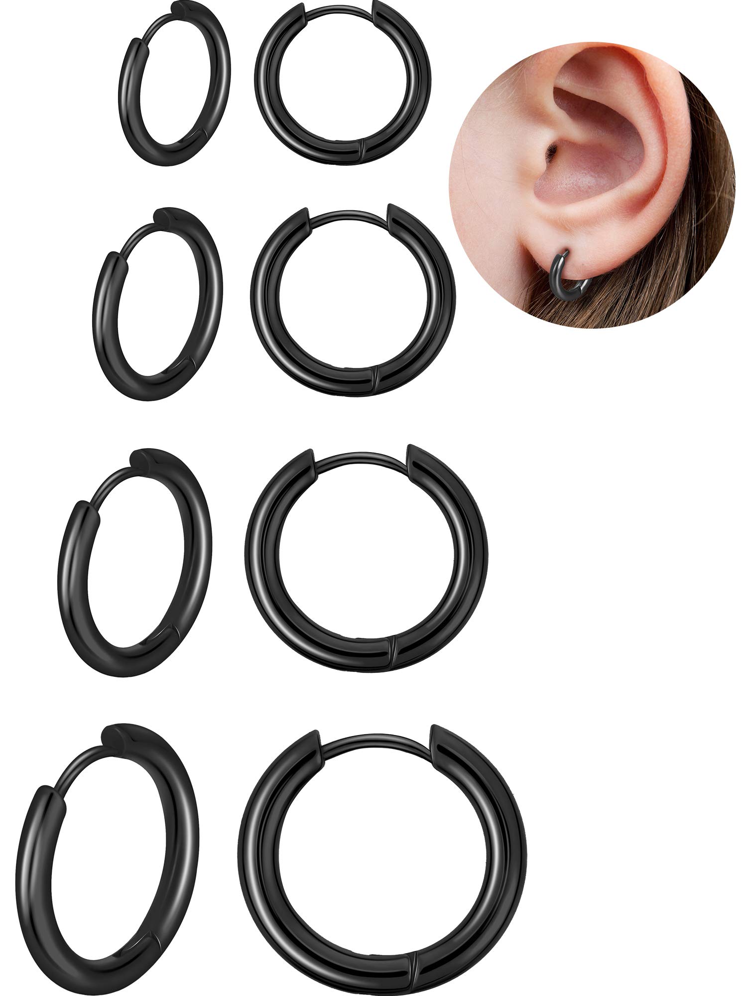 1 Paio Di Orecchini A Cerchio Huggie In Acciaio Inossidabile Da - Foto 8