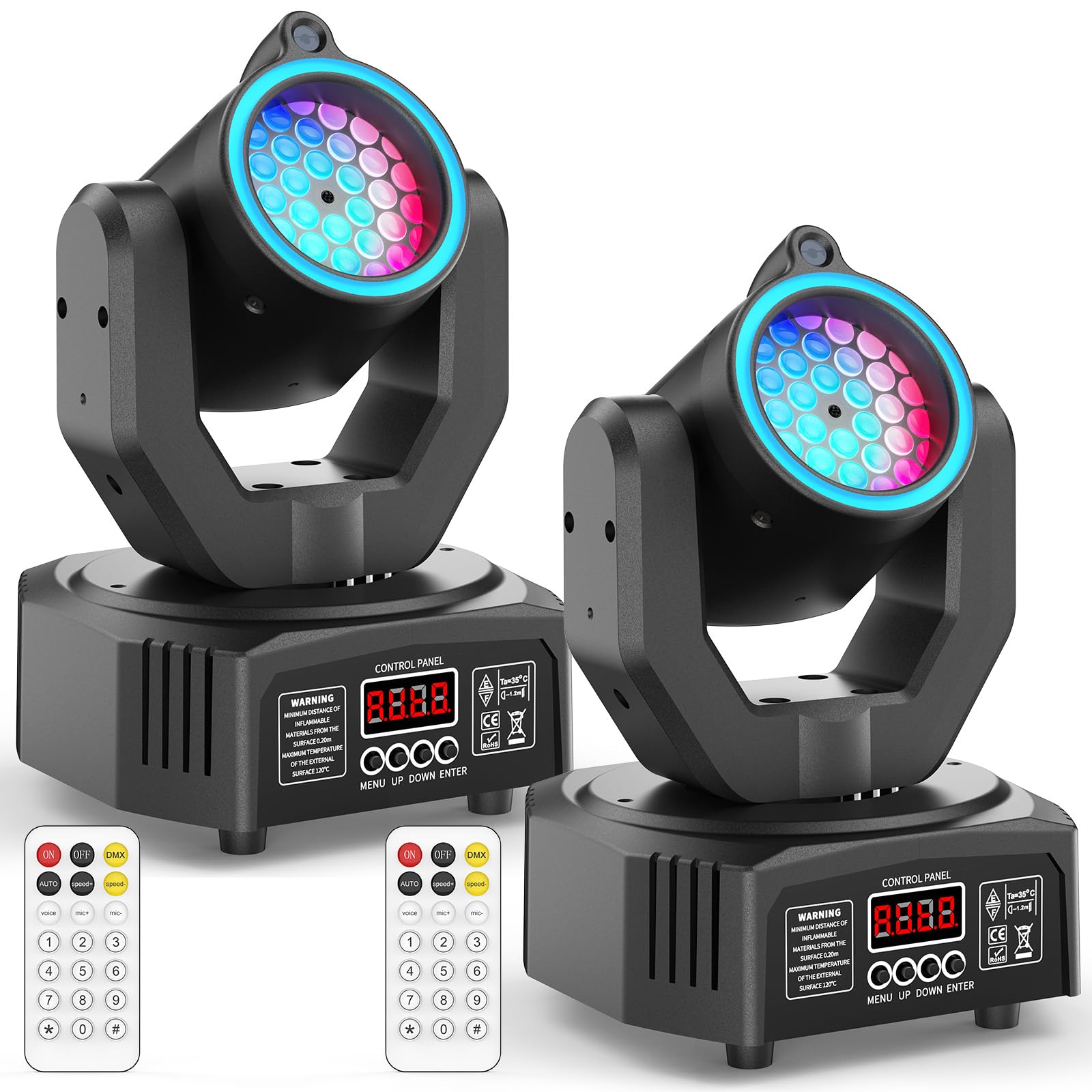 Photo 1 of **FACTORY SEALED** 2PCS Compact 30W Stage Moving Head Light with Beam,GOBO Projection,Remote Control Sound Active & DMX512 Control 450° Pan/180° Tilt for DJ Party Home Theater Small Venues