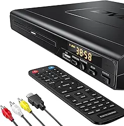 Leitor de DVD HD, leitores de CD para casa, leitores de DVD para TV, cabo HDMI e RCA incluído, conversor para HD 1080p, multiregião, memória de ponto de interrupção, PAL/NTSC integrado, USB 2.0