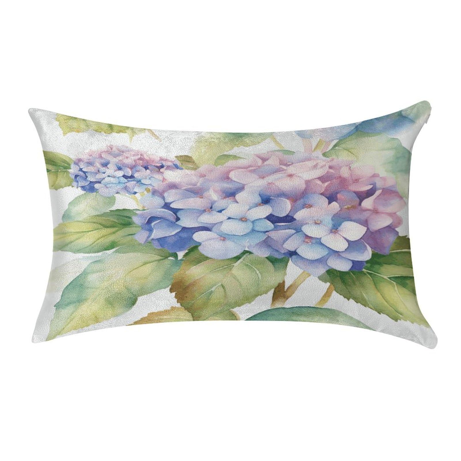 VstaDank Hydrangea Watercolor Pillow Covers Rectangular Cushion Case Cozy Decorative Throw Pillowcase Luxury Lumbar Pillow Shells with Zipper Soft Velvet Pillows Shams 12 X 20 in