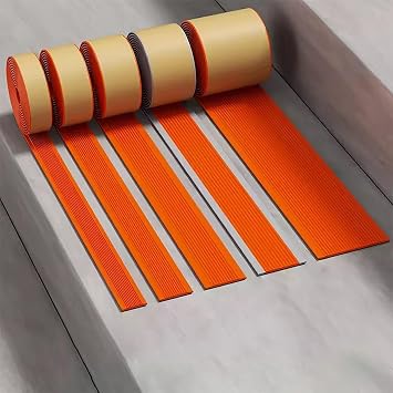 MPOWRX Non Slip Threshold Transition Strip Wood to Tile, Self-Adhesive Carpet Edge Cover Strip, Flat Floor Gap Connecting Strips for Laminate/Vinyl/Marble Color Red, Size 6cm2 3/8"