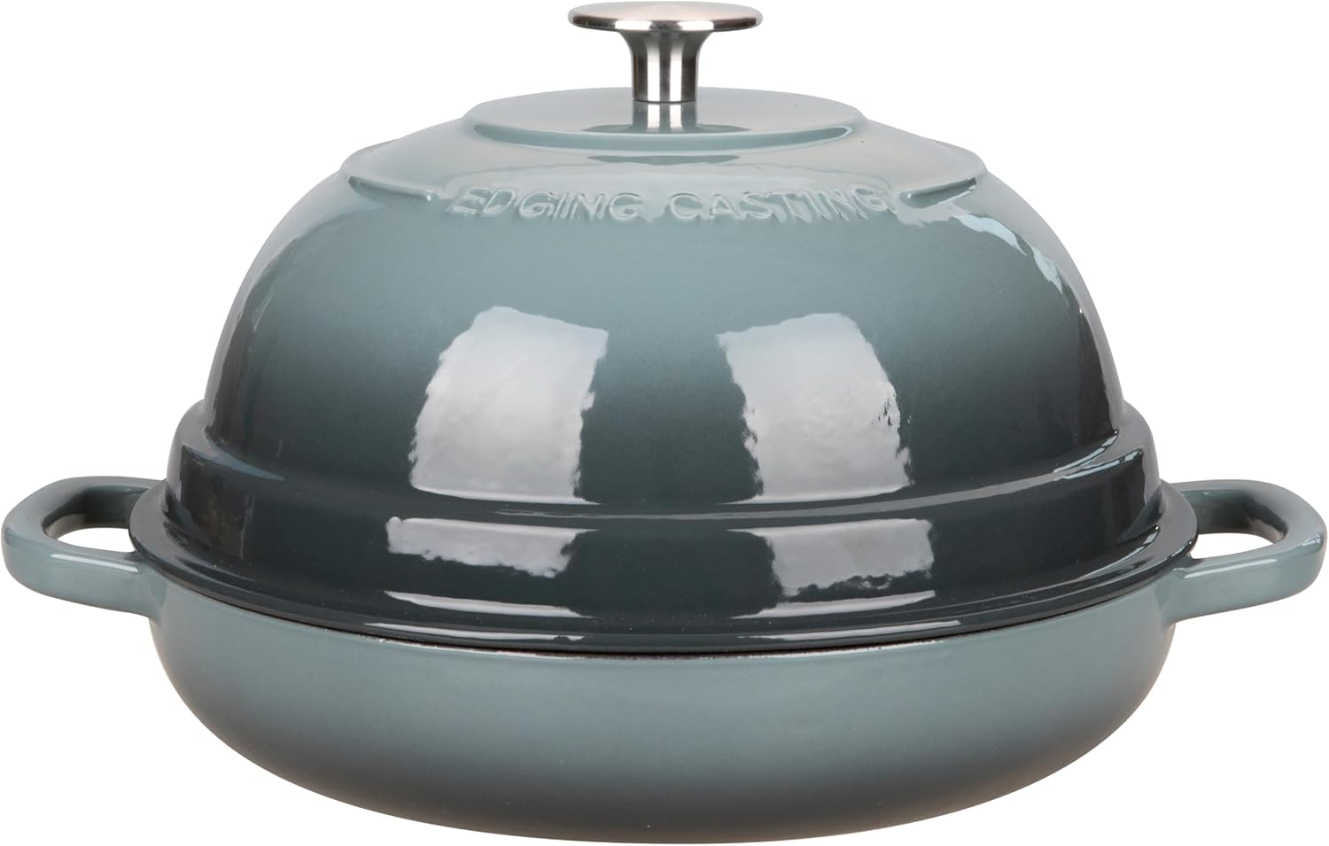 Enameled Cast Iron Dutch Oven Pot with Lid, Round Bread Oven for Homemade Sourdough Bread Baking, 6 Quart, Slateblue - Thumbnail 2