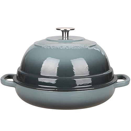 EDGING CASTING Enameled Cast Iron Dutch Oven Pot with Lid, Round Bread Oven for Homemade Sourdough Bread Baking, 6 Quart, Slateblue - Slateblue