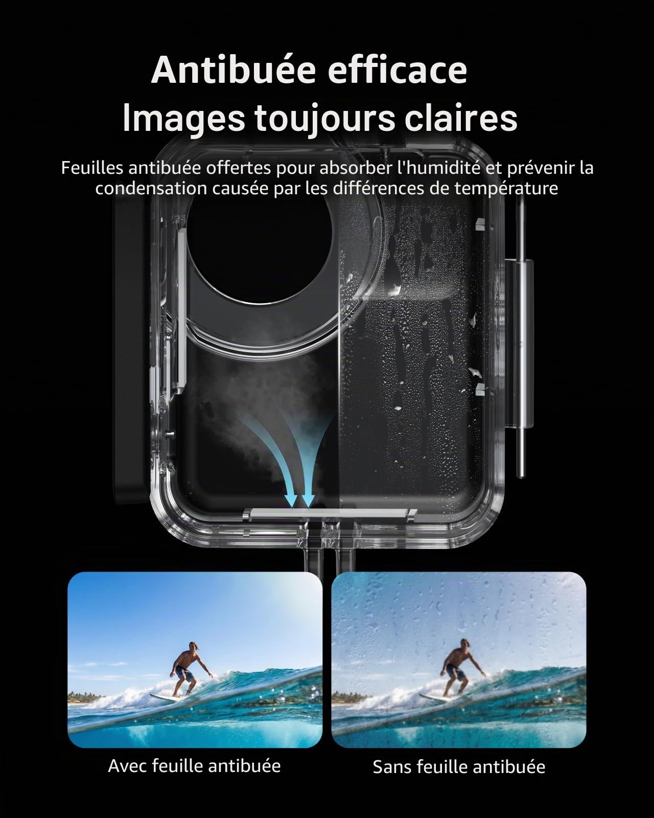 TELESIN Coque étanche pour DJI Osmo Nano, Caisson sous‑Marin 60m/196ft avec Feuilles Anti-buée, Accessoire pour plongée, Snorkeling, Surf