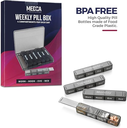 Miniatura 6 de Organizador semanal de píldoras, pastillero de 7 días con pastilleros extraíbles diarios 4 veces al día, caja de píldoras grande para medicamentos