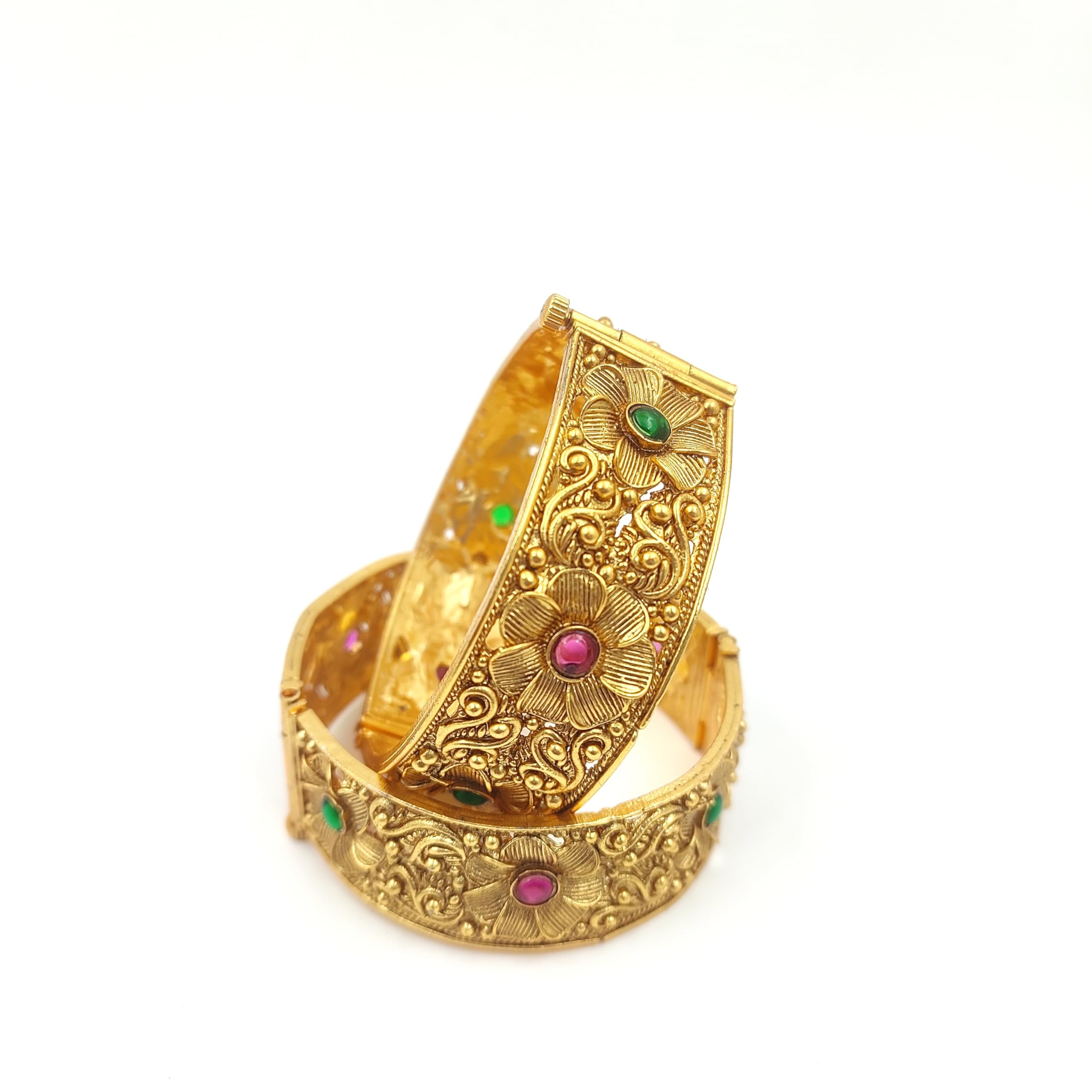 MEHAK CURATORS Rajwadi Traditional Gold Plated Bangles Kada for Women and Girls set of 2 with Screw (2.4) (B0D5476V1C) Amazon Price History, Amazon Price Tracker