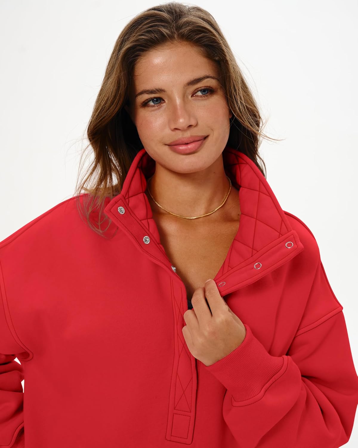 Locachy Women's Henley Neck Button Oversized Sweatshirt Casual Long Sleeve Pullover Tops 2026 Fashion Outfits Clothes - Image 7