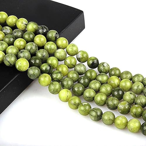 Miniatura 2 de Cuentas de jade verde natural redondas sueltas para la fabricación de joyas (0.236 pulgadas, jade del sur)