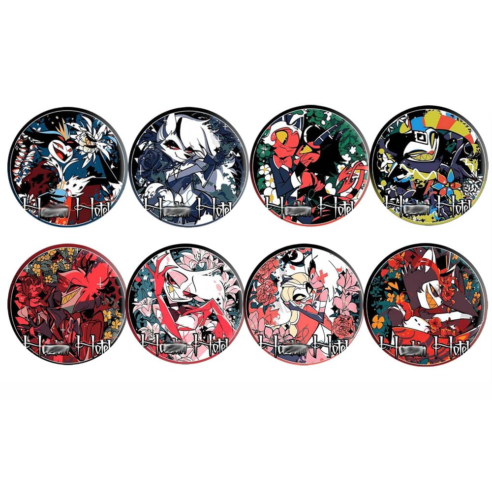 Hazbins Alastor Hotel Tinplate Badge, 8 Pieces Angel Dust Alastor Figure Brooch, Cartoon Cool Pins, Metal, Hazbins Hotels Adam Cosplay Accessories