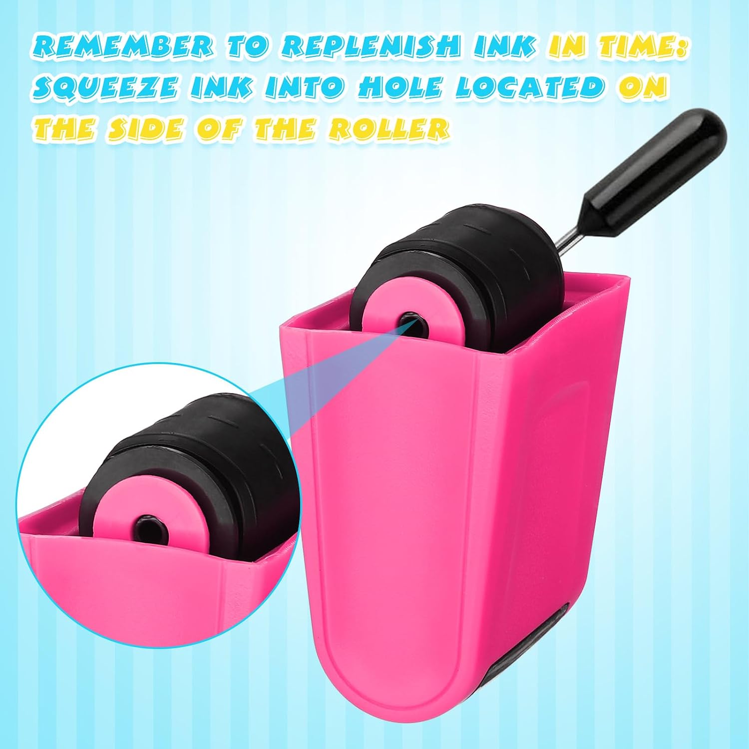 Sherr 2 Pcs Roller Stamps Classroom,2.72 X 2.44 X 1.54 Inch,Blue, Pink image 5