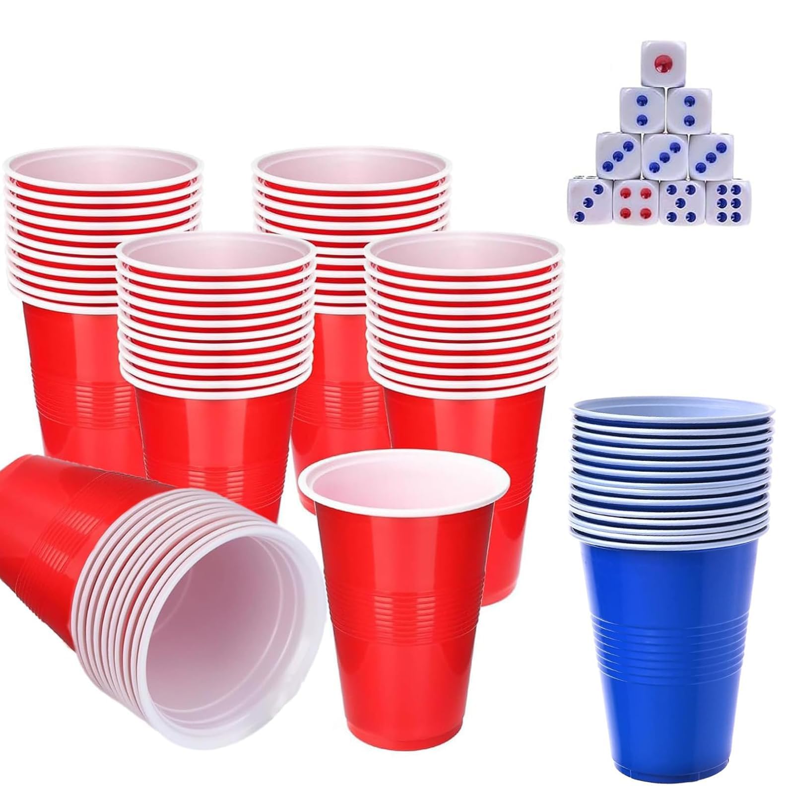 40 Piece Red Cups, Pong Game Set, Pong Cups, 30 Red Blue Plastic Cups Reusable Plastics Party Cup With10 Dice, Used Suitable For Party Games, Family Gatherings