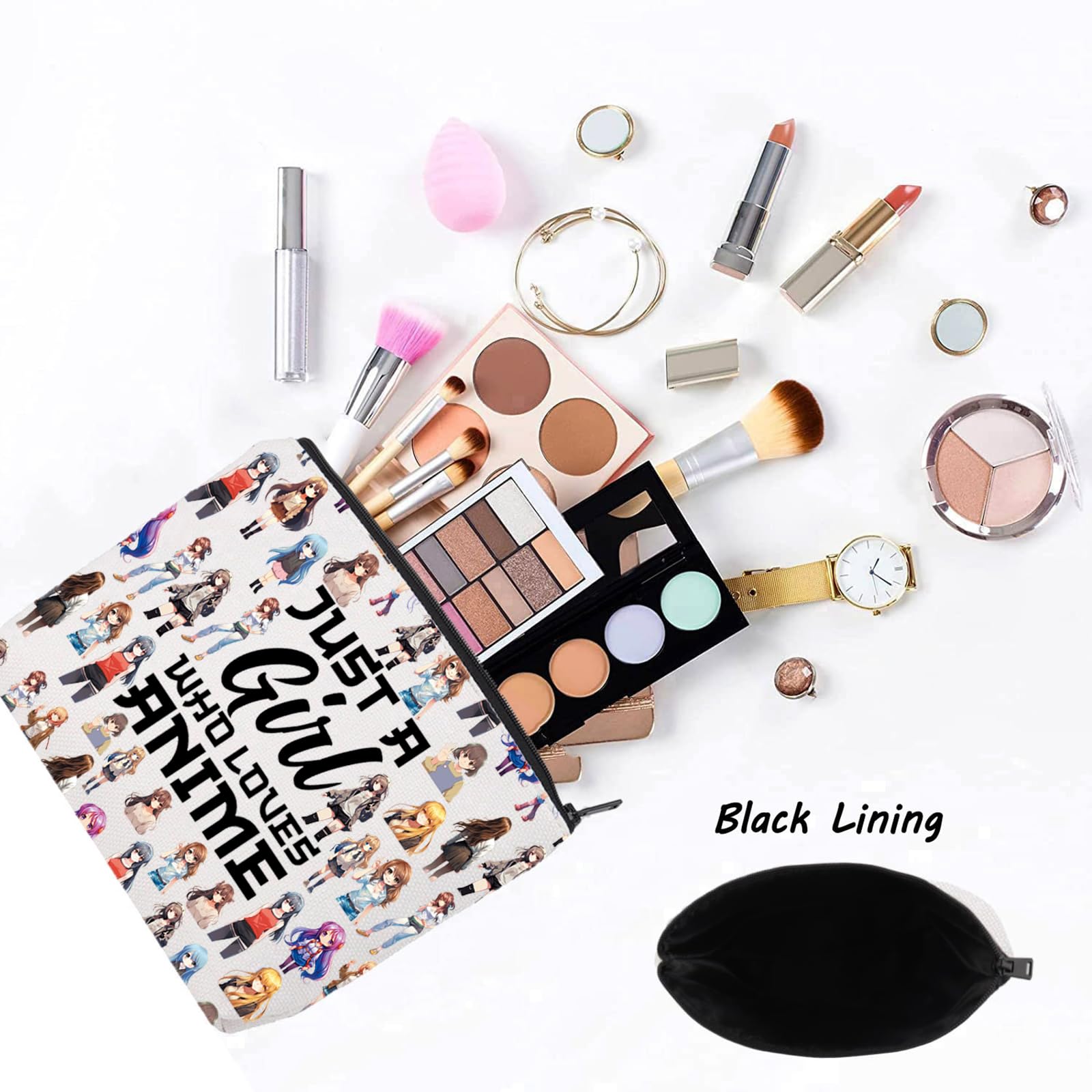 LEVLO Anime Fans Make up Bag Anime Lover Gift Anime Cosmetic Make up Bag for Women Cartoon Anime Makeup Bag Love Animes Full Bag - Image 3