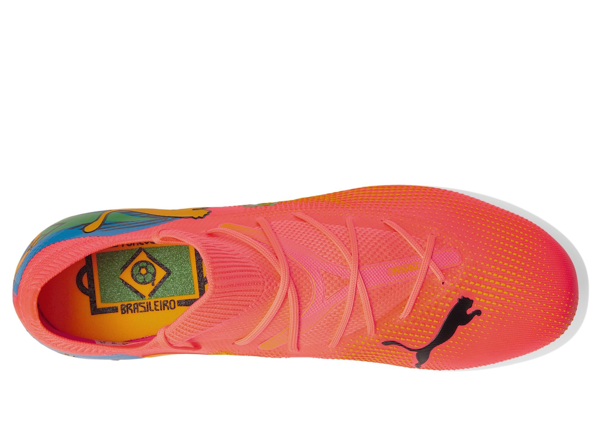 PUMA Future 7 Match Neymar Jr Firm Ground/Artificial Ground - Shoes for Men - Stretch Knit - Lightweight Sunset Glow/Puma Black/Sun Stream/Puma Green/Bluemazing 10 D - Medium