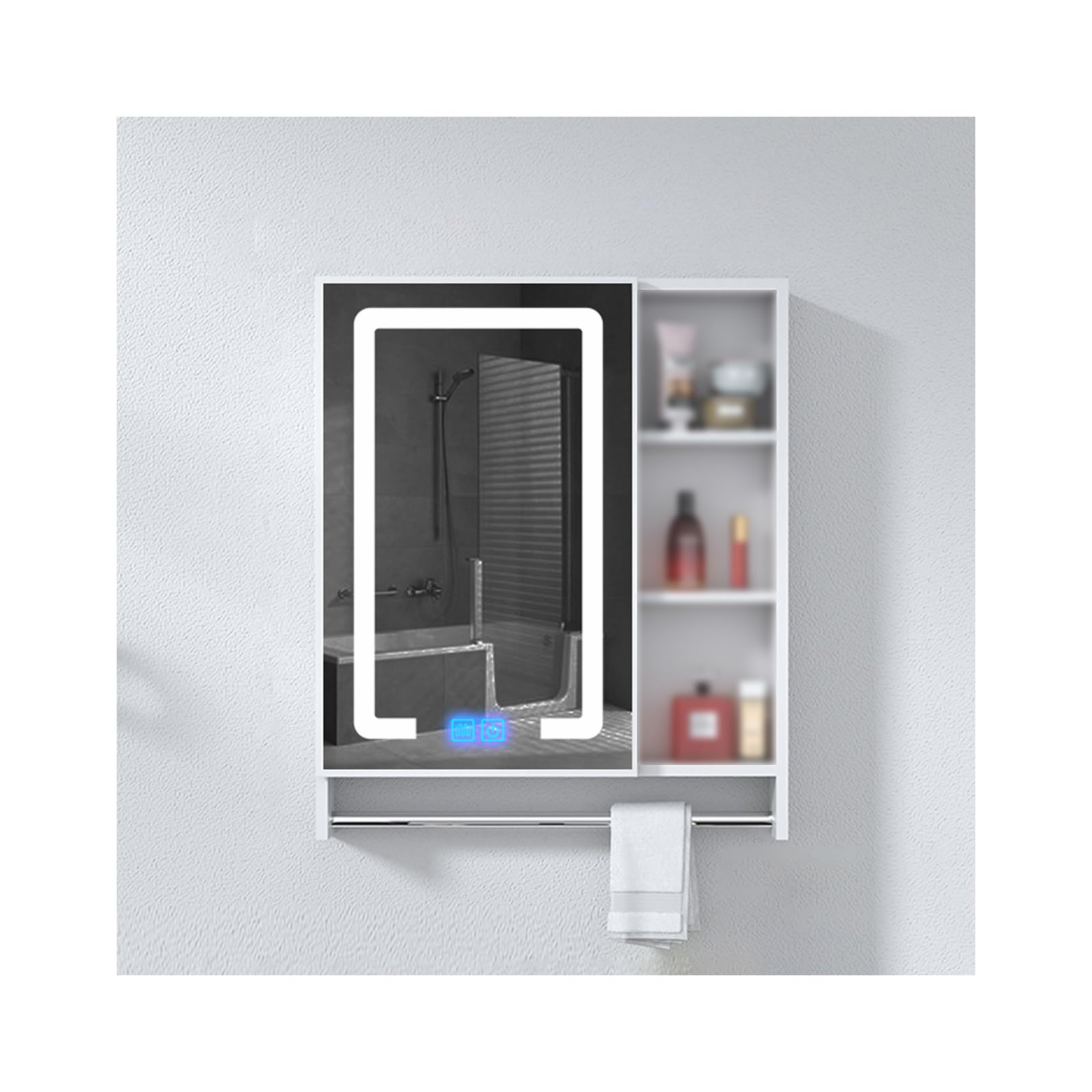 BKSXSOP Wall-Mounted Bathroom Cabinet with Mirror, Open Shelf Design for Storing Toiletries & Medications, 60x71x11CM (23.6x27.9x4.3in) - Stylish Functional Storage Solution