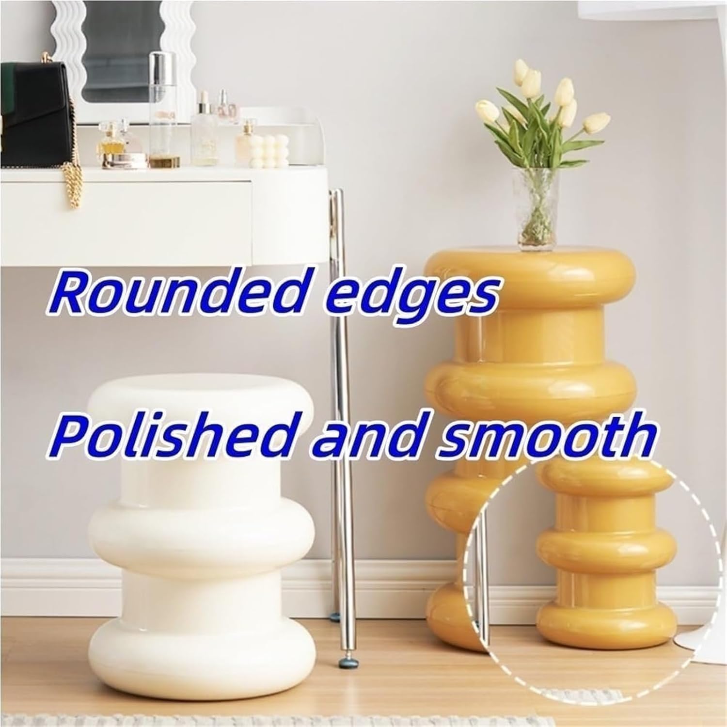 ABS Plastic Low Stool Foot Rest Entrance Shoe-Changing Stools Corner Side Table for Living Room Small Space
