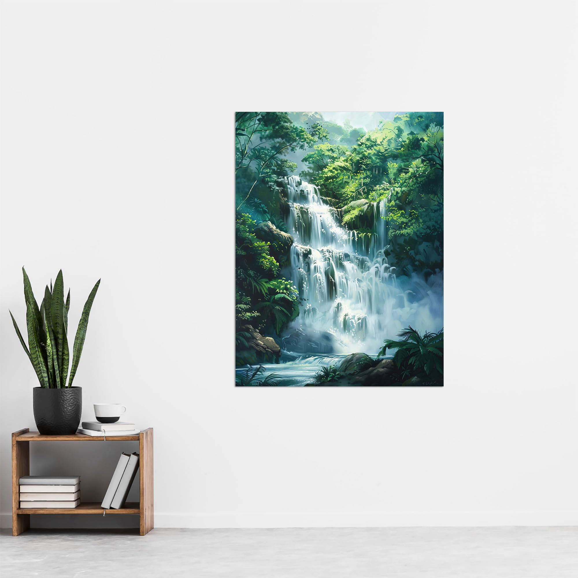 Artery8 Jungle Waterfall Amazon Rainforest Landscape Living Room