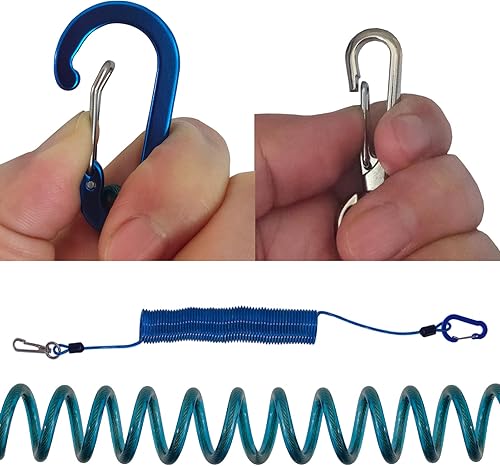 Miniatura 5 de Fishing Lanyard, Heavy Duty Coiled Lanyards Stainless Steel Wire Inside, Safety Rope Extension Cord Tether Retractable Fishing Accessories for Rods