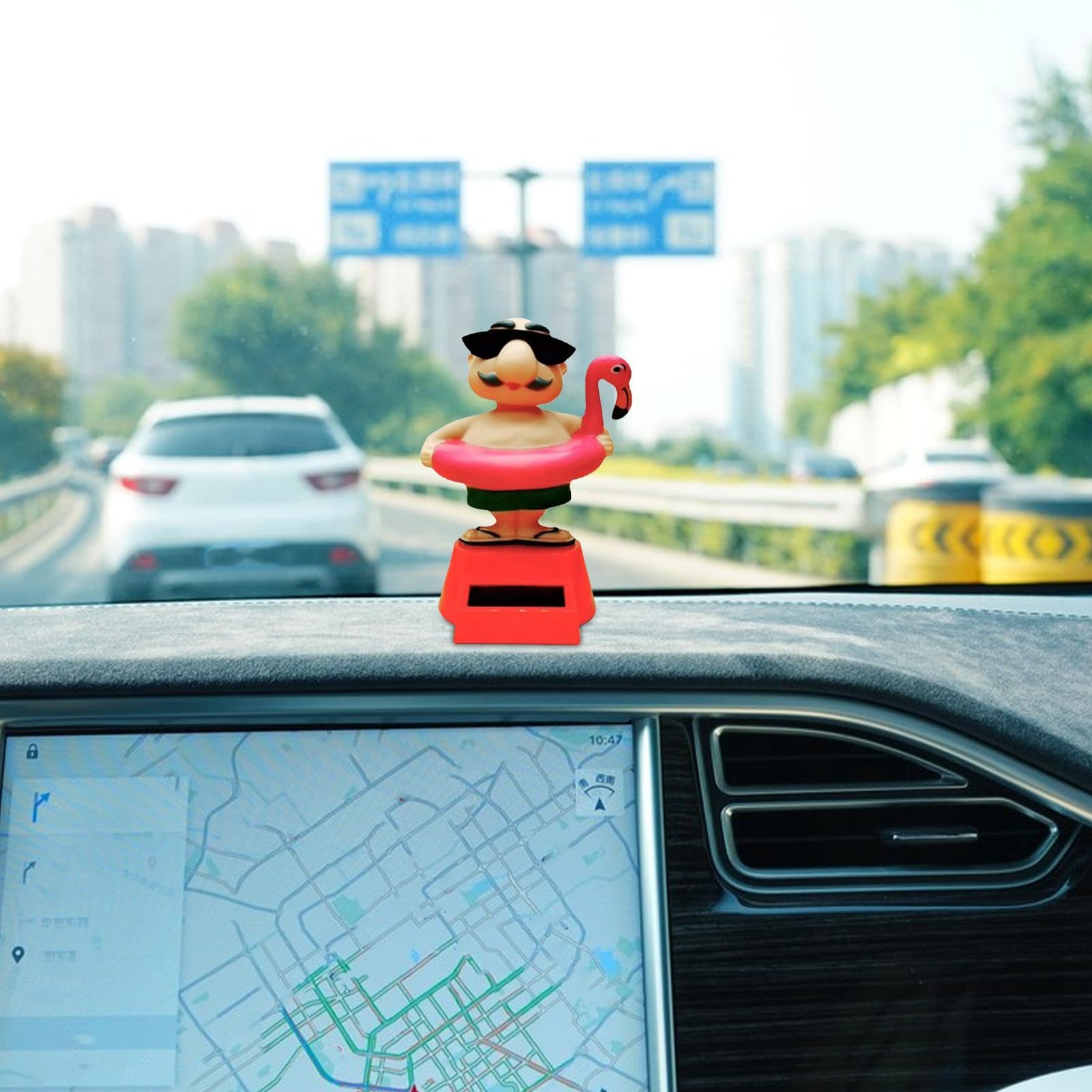 KODORIA 2 piezas de juguetes bailarines con energía solar, juguete animado de bailarín con cabeza de bobble, decoración de automóvil, adorno de rana tiburón