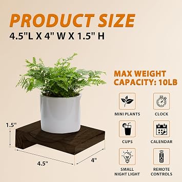 Small Wall Shelf, Mini Floating Shelves for Wall 4 Inches Set of 4, Display Decor Shelf for Bedroom, Bathroom, Kitchen, Dark Carbonized Black