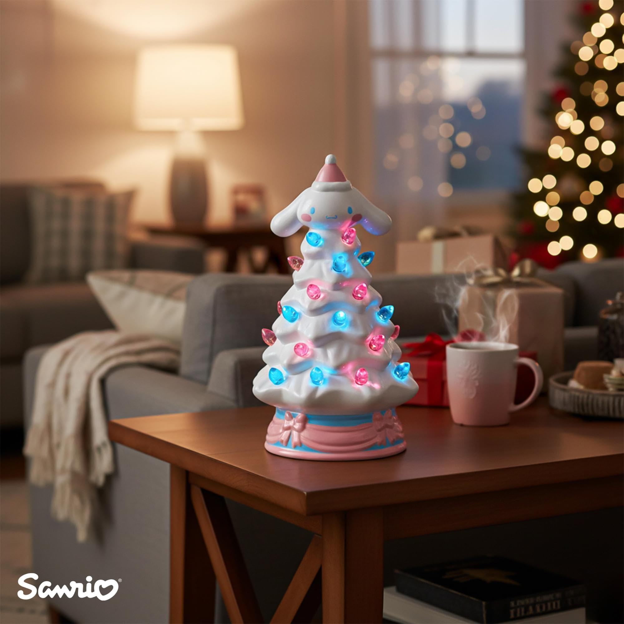 Sanrio Cinnamoroll Light-Up Ceramic Christmas Tree | Battery-Powered Mood Light | 6 Inches Tall