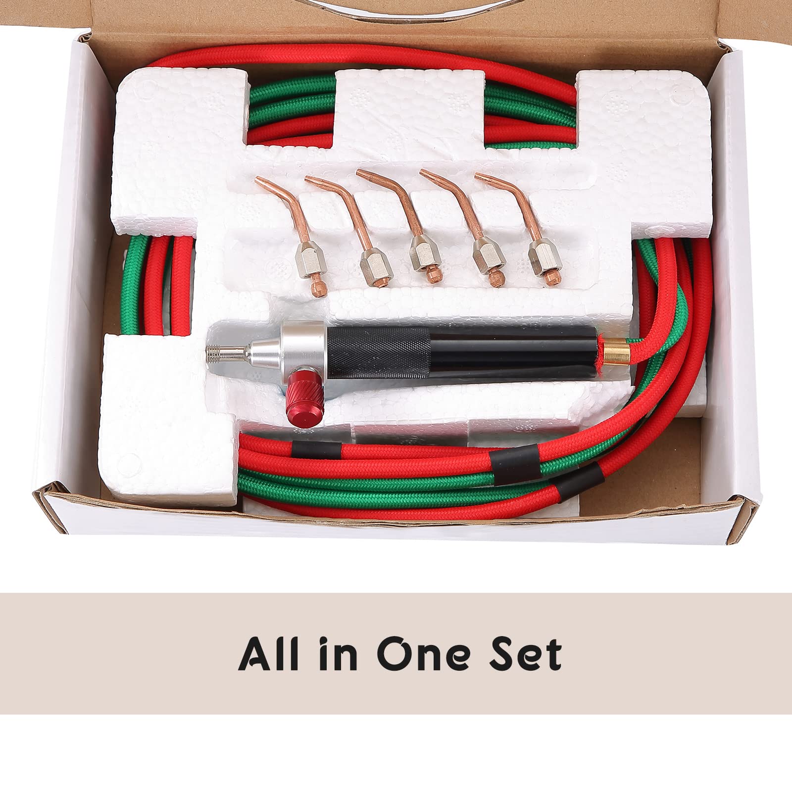 Mini linterna de gas para soldar, pistola de soldadura de gas y acetileno con mangueras flexibles para reparación de joyas con 5 puntas de soldadura de la marca NATGAI