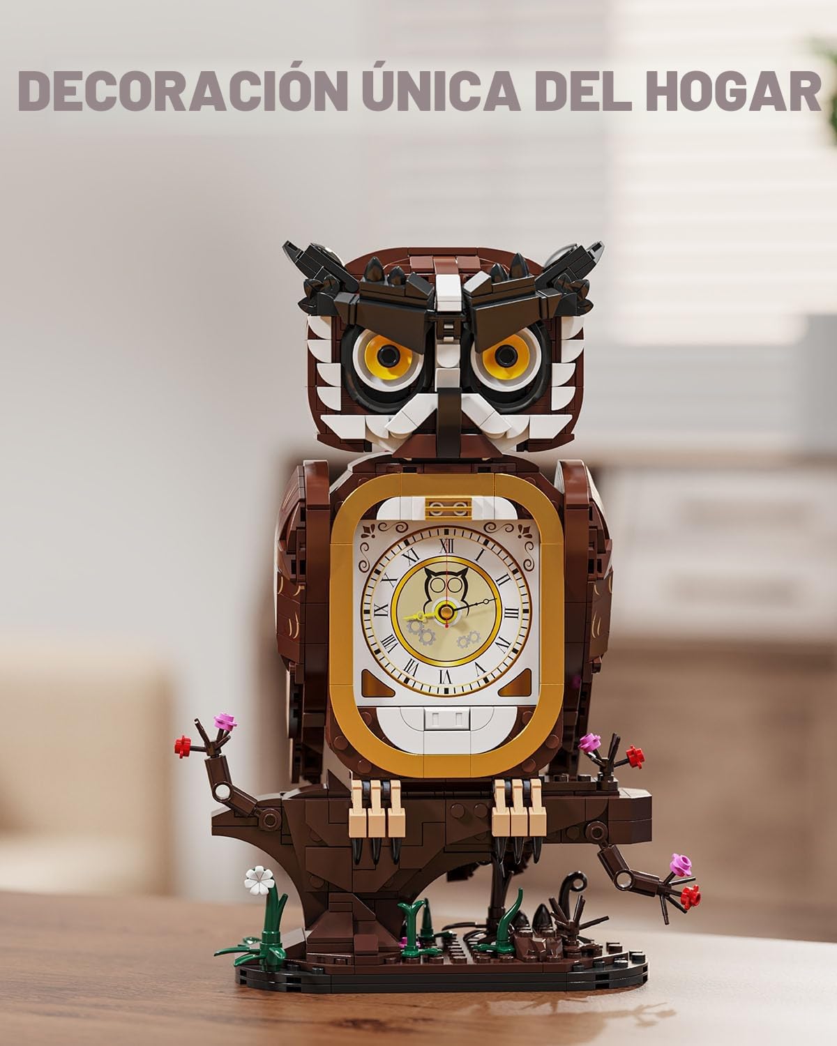 TYCOLE Sets de Construcción Reloj Búho Funcional, Juego para Niños 6+ y Adultos, Juguete, Regalo Creativo para Niñas y Niños, Decoración Hogar y Oficina 964 Piezas