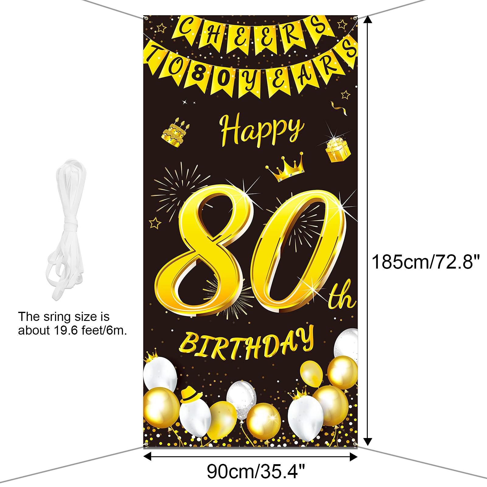 Striscione 'Halfway To 80' Per 40° Compleanno - Glitter Dorato, 80cm, Decorazione Festa - Foto 3