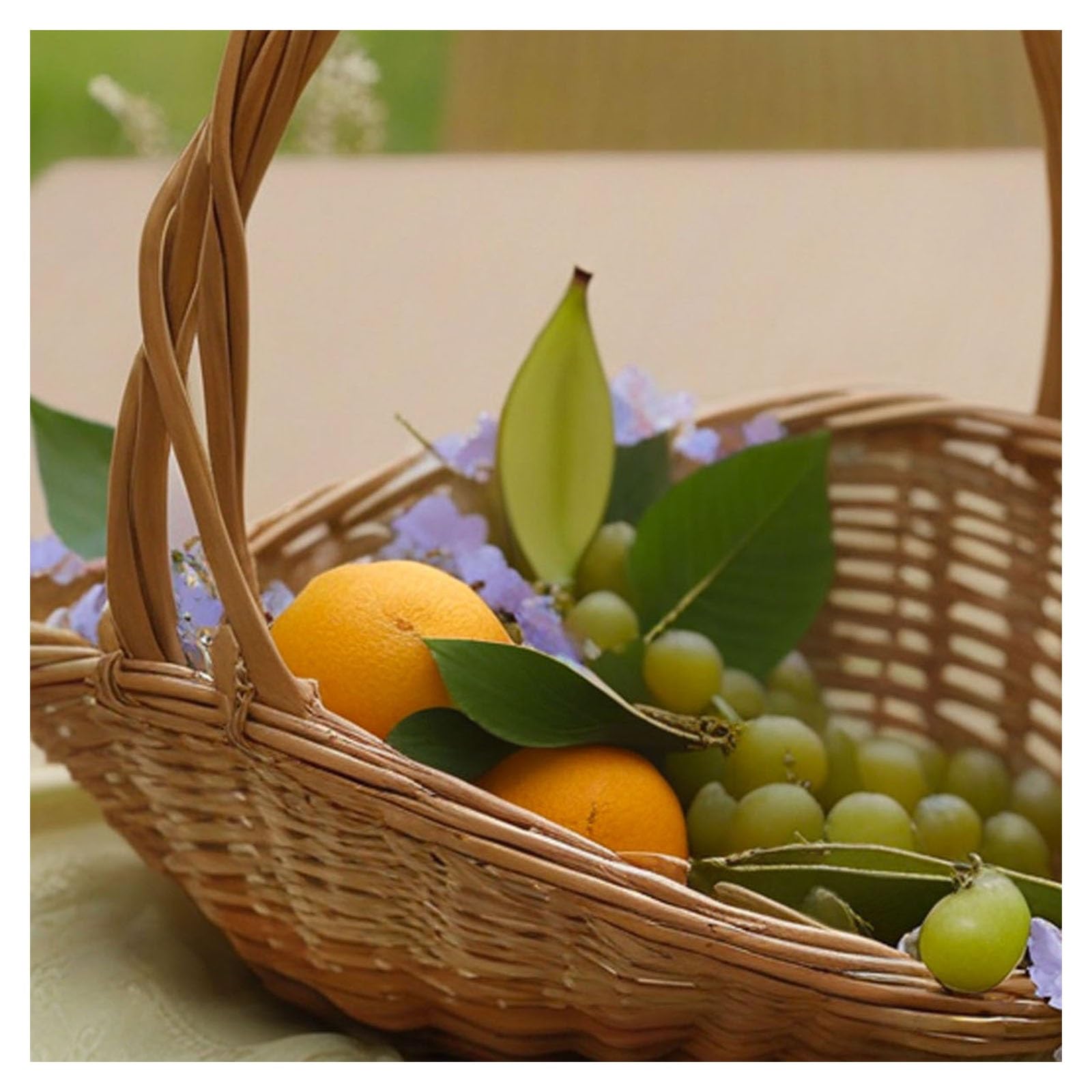 Cestino da picnic in vimini, realizzato a mano, cestino portaoggetti in rattan con manico